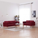 Sofų komplektas, 2d., vyno raud. sp., audinys