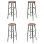 Baro taburetės, 4 vnt., sidabrinė ir ruda, MDF