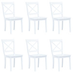 Valgomojo kėdės, 6 vnt., balt. sp., kaučiukmedžio med. masyvas