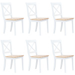 Valgomojo kėdės, 6vnt., balta ir šviesi, kaučiukmedis