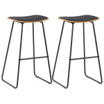 Baro taburetės, 2 vnt., juodos spalvos, dirbtinė oda