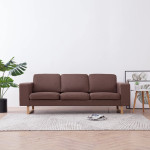 Trivietė sofa, ruda, audinys