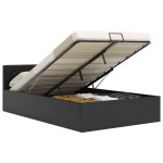 Lovos rėmas su daiktadėže, juodas, 140x200cm, dirbtinė oda