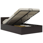 Lovos rėmas su daiktadėže, pilkas, 120x200cm, dirbtinė oda