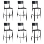 Baro taburetės, 6vnt., juodos, fanera ir plienas (3x280081)
