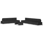 Sodo poilsio baldų komplektas, 8 dalių, juodas, poliratanas