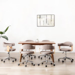 Valgomojo kėdės, 6vnt., taupe, lenkta mediena ir audinys 