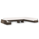 Sodo komplektas su pagalvėlėmis, 14 dalių, rudas, poliratanas