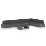 Sodo komplektas su pagalvėlėmis, 8 dalių, pilkas, poliratanas