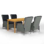 Sodo valgomojo baldų komplektas, 5 dalių, šviesiai pilkas