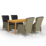 Sodo valgomojo baldų komplektas, 5 dalių, rudos spalvos