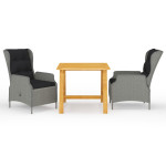 Sodo valgomojo baldų komplektas, 3 dalių, šviesiai pilkas