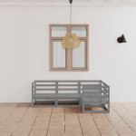 Sodo poilsio baldų komplektas, 4 dalių, pilkas, pušies masyvas