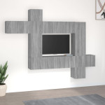 TV spintelių komplektas, 10 dalių, pilkas ąžuolo, mediena