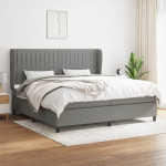 Lova su spyruoklėmis ir čiužiniu, tamsiai pilka, 200x200 cm