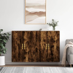 Prie sienos montuojamos spintelės, 2vnt., dūminės, 69,5x34x90cm