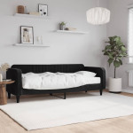 Lova su čiužiniu, juodos spalvos, 80x200cm, aksomas