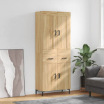 Komoda, sonoma ąžuolo spalvos, 69,5x34x180cm, apdirbta mediena