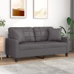 Dvivietė sofa su pagalvėlėmis, pilka, 140cm, dirbtinė oda