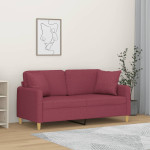 Dvivietė sofa su pagalvėlėmis, raudonojo vyno, 140cm, audinys