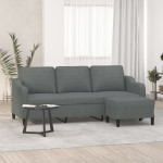 Trivietė sofa su pakoja, tamsiai pilkos spalvos, 180cm, audinys