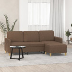 Trivietė sofa su pakoja, rudos spalvos, 180cm, audinys