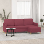 Trivietė sofa su pakoja, raudonojo vyno spalvos, 180cm, audinys