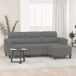 Trivietė sofa su pakoja, tamsiai pilka, 180cm, audinys