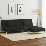 Dvivietė sofa-lova su pakoja, juodos spalvos, audinys