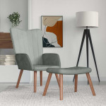 Poilsio kėdė su pakoja, šviesiai pilkos spalvos, aksomas