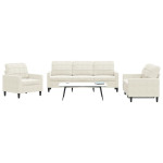 Sofos komplektas su pagalvėlėmis, 3 dalių, kreminis, aksomas