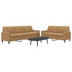 Sofos komplektas su pagalvėlėmis, 2 dalių, rudas, aksomas