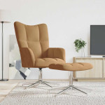 Poilsio kėdė su pakoja, rudos spalvos, aksomas