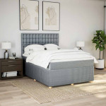 Lova su spyruoklėmis ir čiužiniu, pilka, 160x200cm, audinys