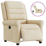 Elektrinis atlošiamas krėslas, kreminės spalvos, audinys