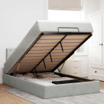 Osmanų lovos rėmas su čiužiniu, pilkas, 120x200cm, aksomas