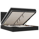 Osmanų lovos rėmas su čiužiniu, juodas, 160x200 cm, audinys