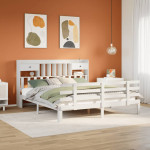 Lova su knygų spinta be čiužinio, balta, 180x200cm, pušis