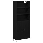 Aukštas spintelė 2 pcs Juodas ąžuolas Apdirbta mediena