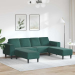 Svetainės sofa 3 pcs Tamsiai žalia