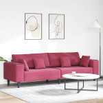 Sofa su pagalve Vyno raudona 250 x 77 x 76 cm Aksomas