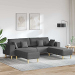 Sofa su pagalve 3 pcs Tamsiai pilka audinys