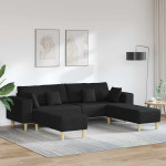 Sofa su pagalve 3 pcs Juoda audinys