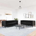 Svetainės sofa 2 pcs Juoda 194 x 74,5 x 70,5 cm Aksomas