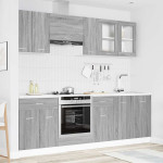 Virtuvės spintelių komplektas Lyon 8 pcs Pilkas Sonoma