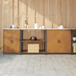 Virtuvės saugojimo rinkinys su lentyna 3 pcs Rūdijanti