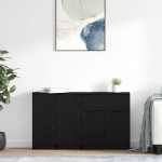 Kabalas su stalčių 3 pcs juoda ąžuolo Apdirbta mediena