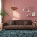 Dvivietė sofa-lova su dvejomis pagalvėmis, taupe, audinys