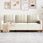 Trivietė sofa, kreminės spalvos, 180cm, aksomas