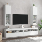 TV spintelės su LED lemputėmis, 2vnt., baltos, 30,5x30x102cm